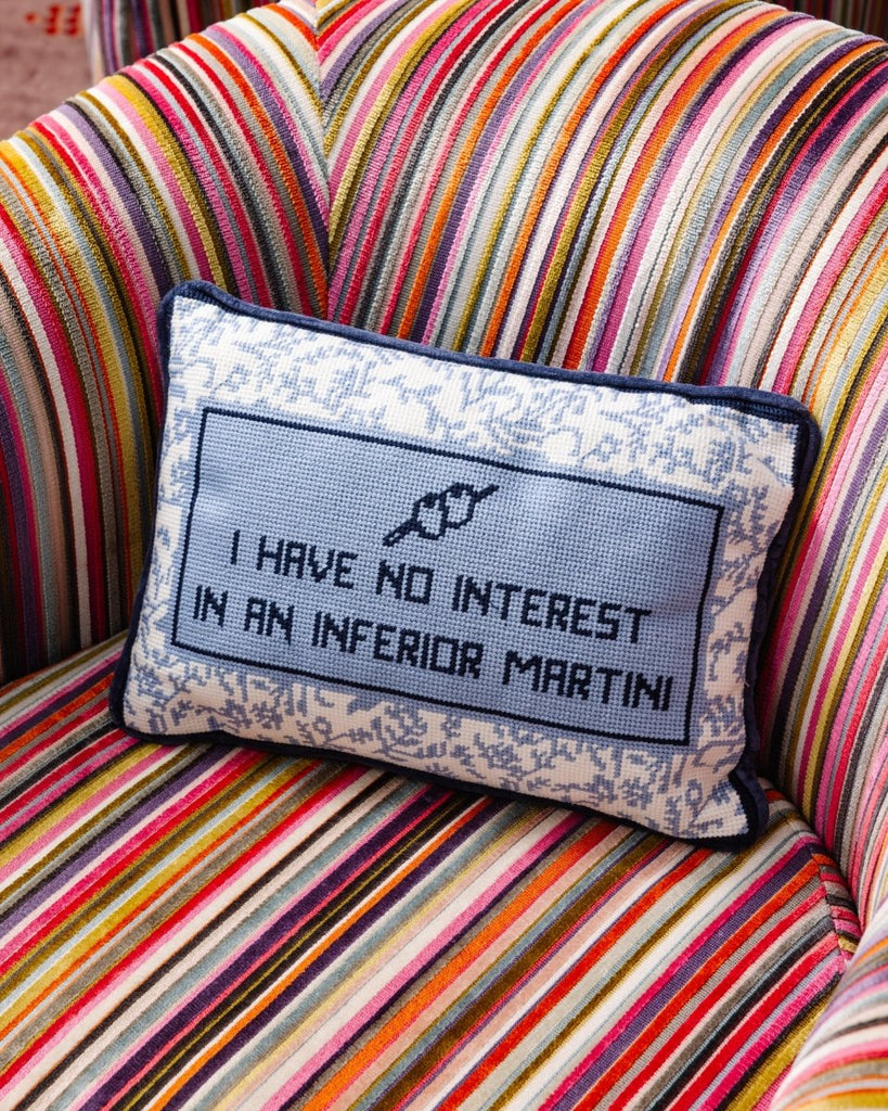 Inferior Martini Needlepoint Pillow - Liza Pruitt