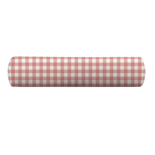 Iva Check in Coral Bolster Pillow Cover - Liza Pruitt
