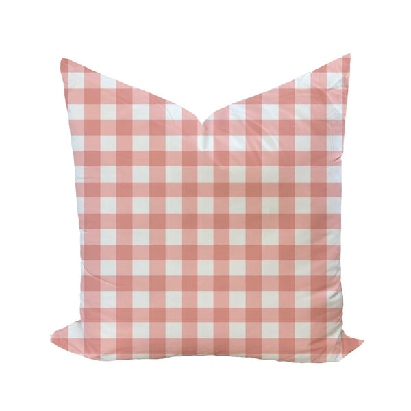Iva Check Pillow Cover in Coral - Liza Pruitt