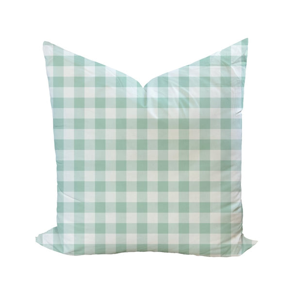 Iva Check Pillow Cover in Seafoam - Liza Pruitt