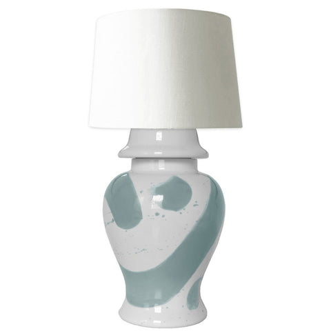 Lamb's Ear Blue Brushstroke Ginger Jar Lamp - Liza Pruitt