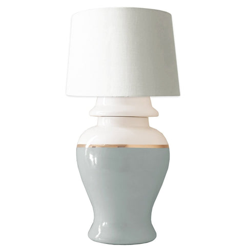 Lamb's Ear Blue Color Block Ginger Jar Lamp - Liza Pruitt