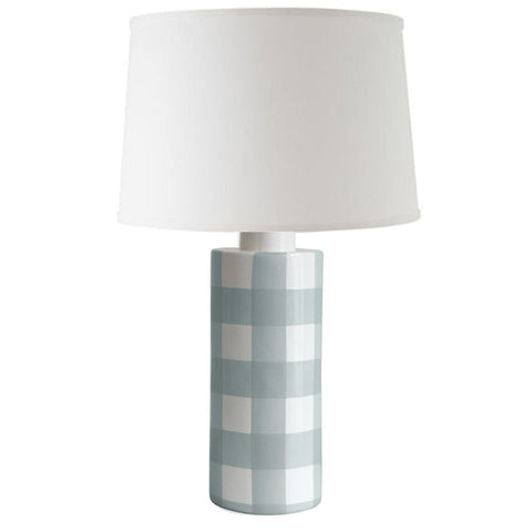 Lamb's Ear Blue Gingham Column Lamp - Liza Pruitt