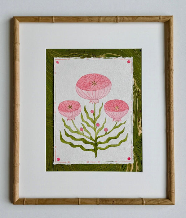 Large Coral Peony | 21" h x 18" w | Framed - Liza Pruitt
