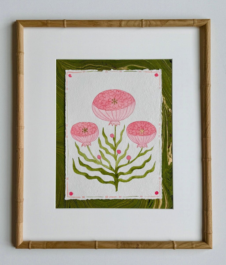 Large Coral Peony | 21" h x 18" w | Framed - Liza Pruitt