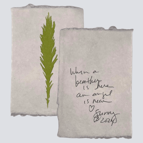 Large Moss Green Angel Feather - Liza Pruitt