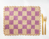 Lavender checked Placemat, Rectangular raffia tabletop - Liza Pruitt
