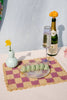Lavender checked Placemat, Rectangular raffia tabletop - Liza Pruitt