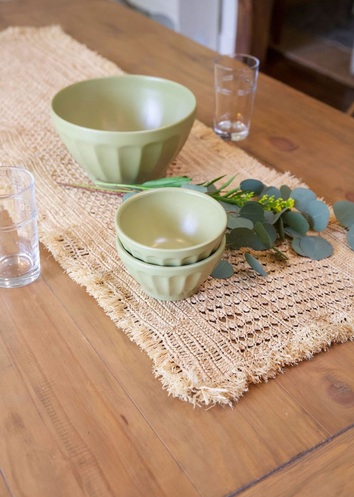 Lazio Crochet Raffia Table Runner, Woven Tabletop - Liza Pruitt