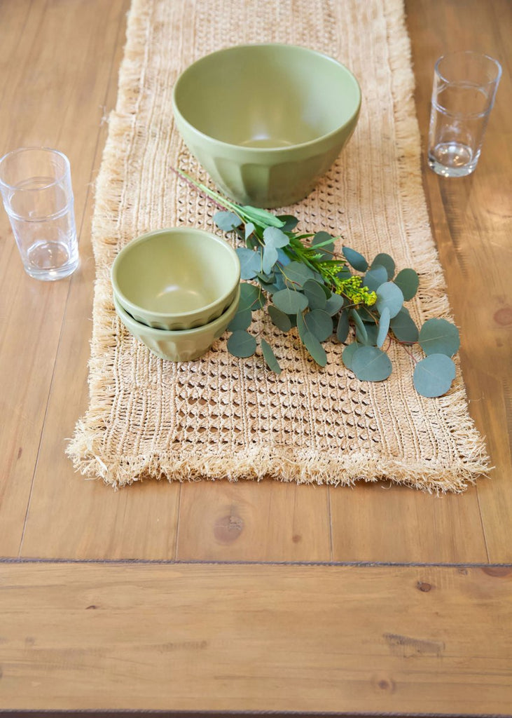 Lazio Crochet Raffia Table Runner, Woven Tabletop - Liza Pruitt