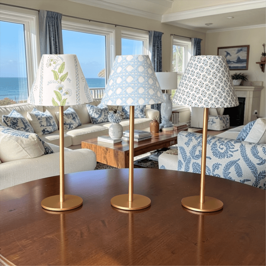 LED Lamp Shade Cover | Blue Rattan - Liza Pruitt