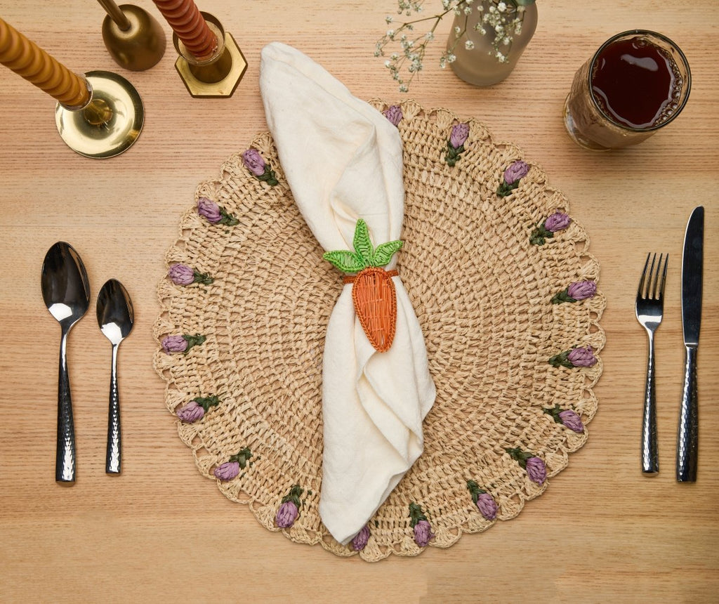 Lemon Napkin Ring – 3.5” Handwoven Iraca Palm – Artisan Summer Table Decor from Colombia - Liza Pruitt