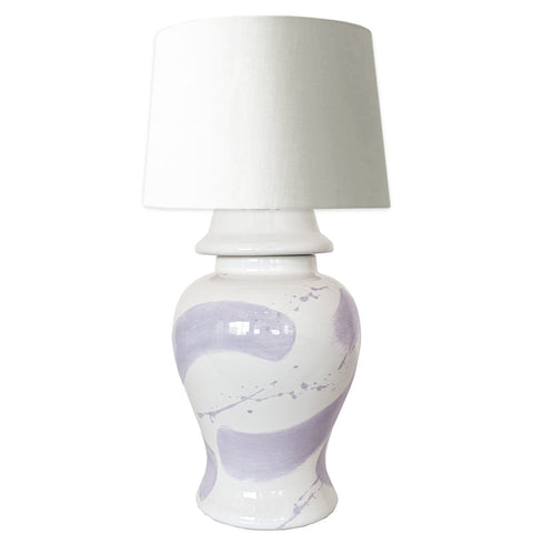 Light Lavender Brushstroke Ginger Jar Lamp - Liza Pruitt