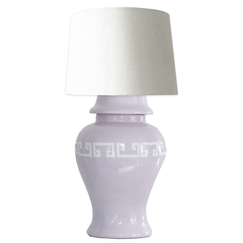 Light Lavender Greek Key Ginger Jar Lamp - Liza Pruitt