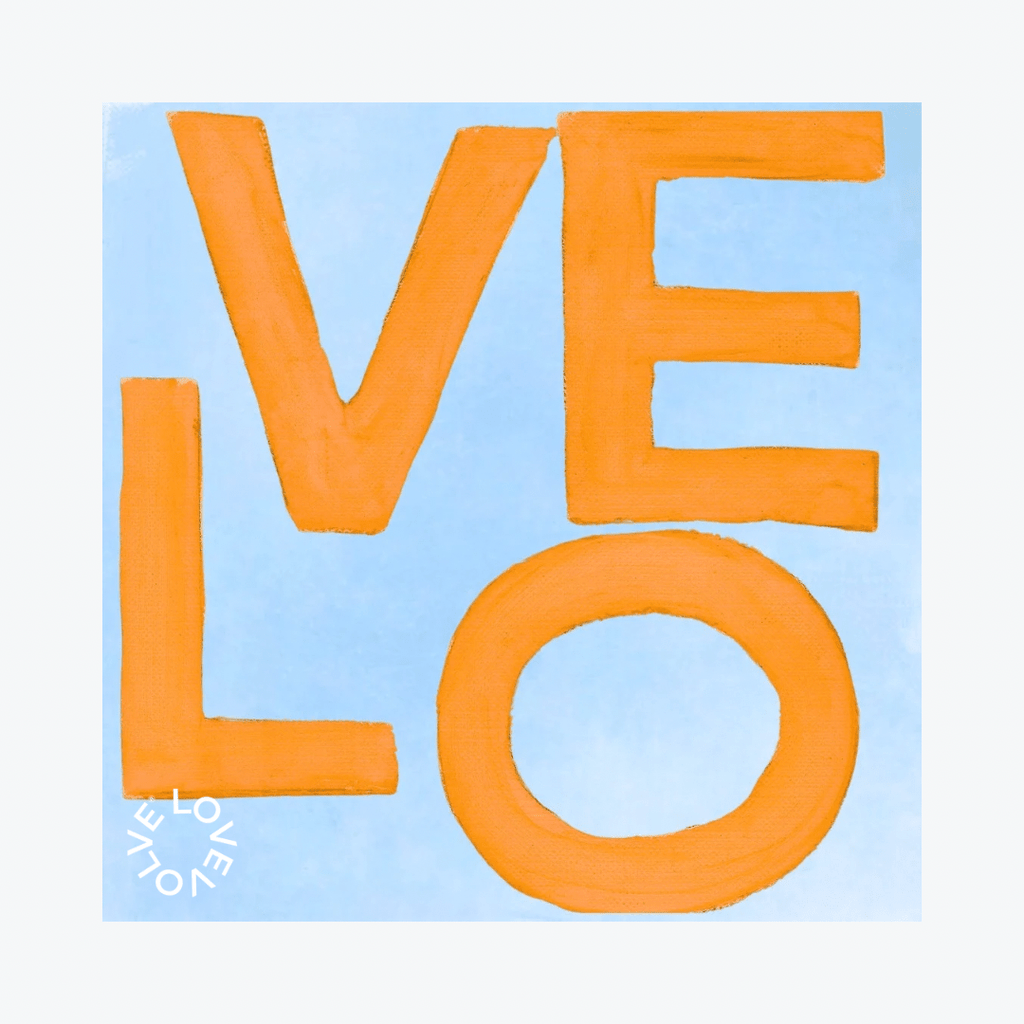 LOVE Square© Print - Orange and Light Blue - Liza Pruitt