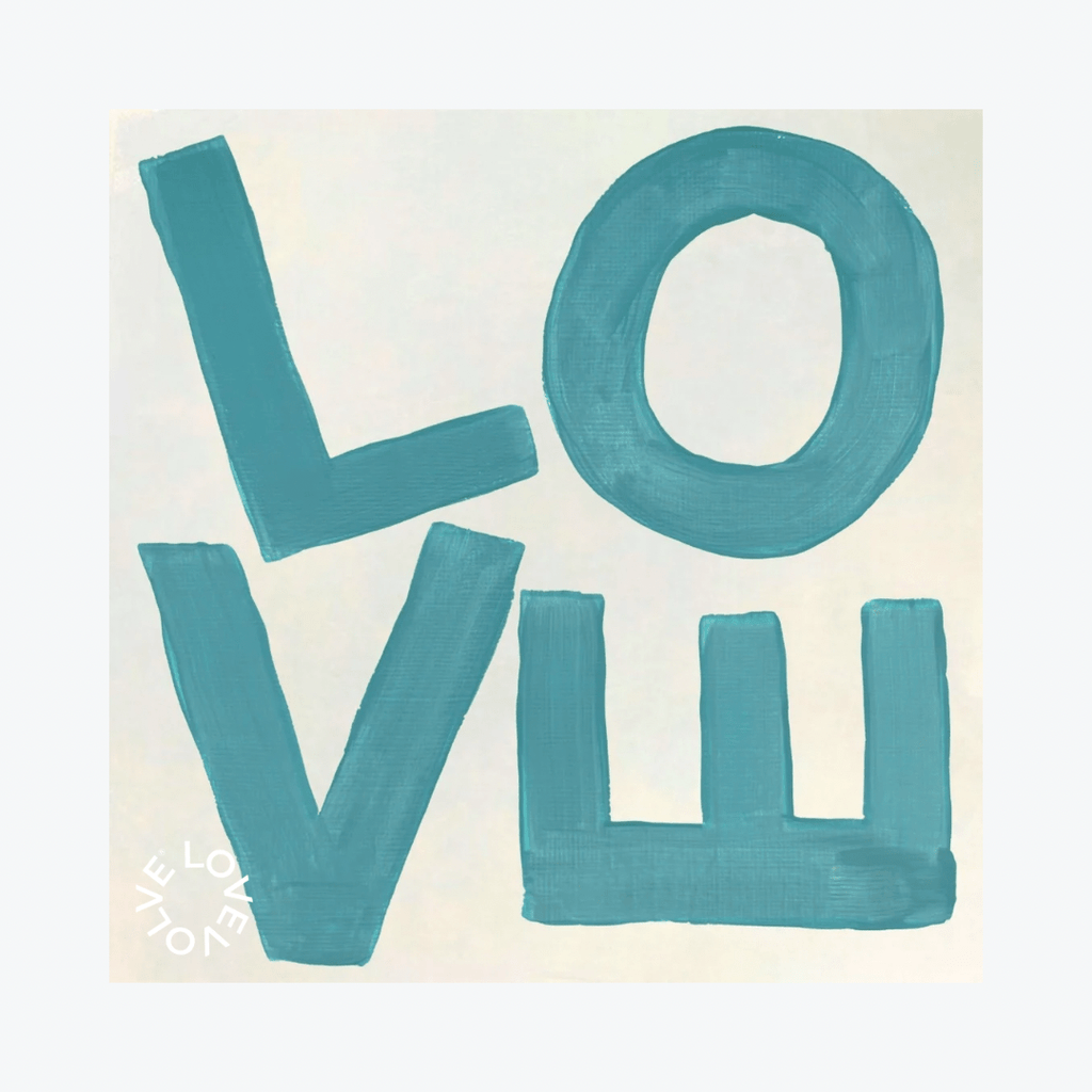 LOVE Square© Print - Teal and White - Liza Pruitt