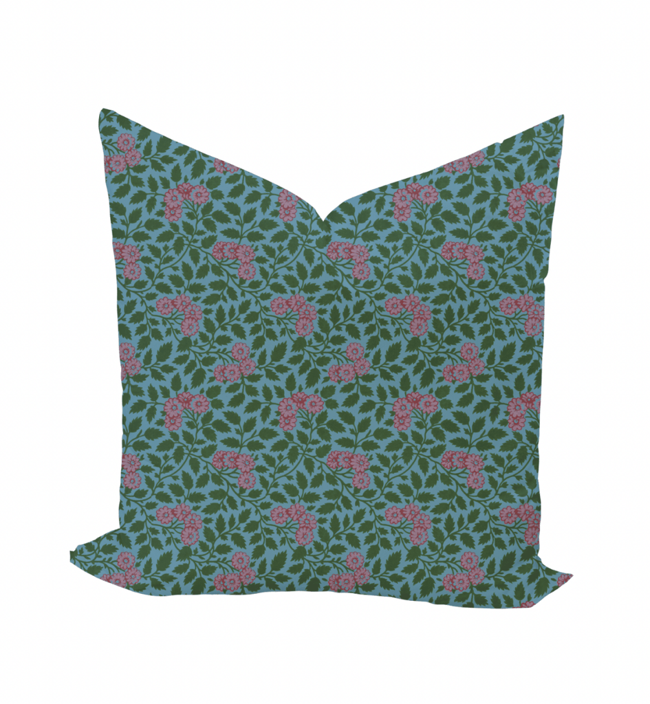 Maggie Pillow Cover in Emerald & Orchid on Storm - Liza Pruitt