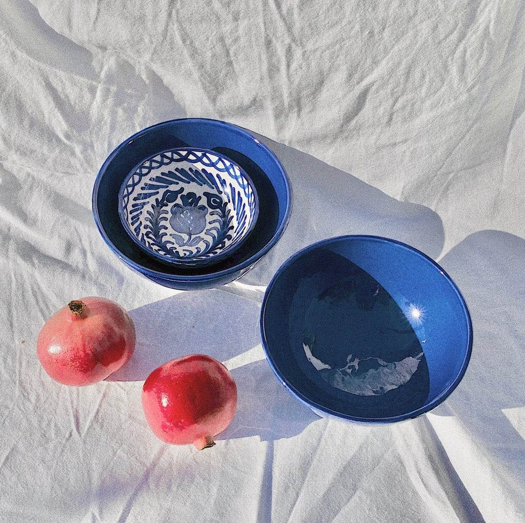 Medium bowl with blue glaze - Liza Pruitt