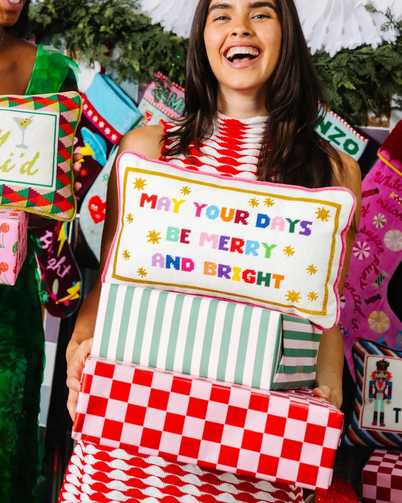 Merry & Bright Needlepoint Pillow - Liza Pruitt