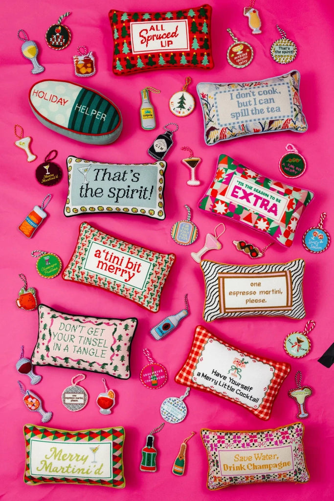 Merry Little Cocktail Needlepoint Pillow - Liza Pruitt