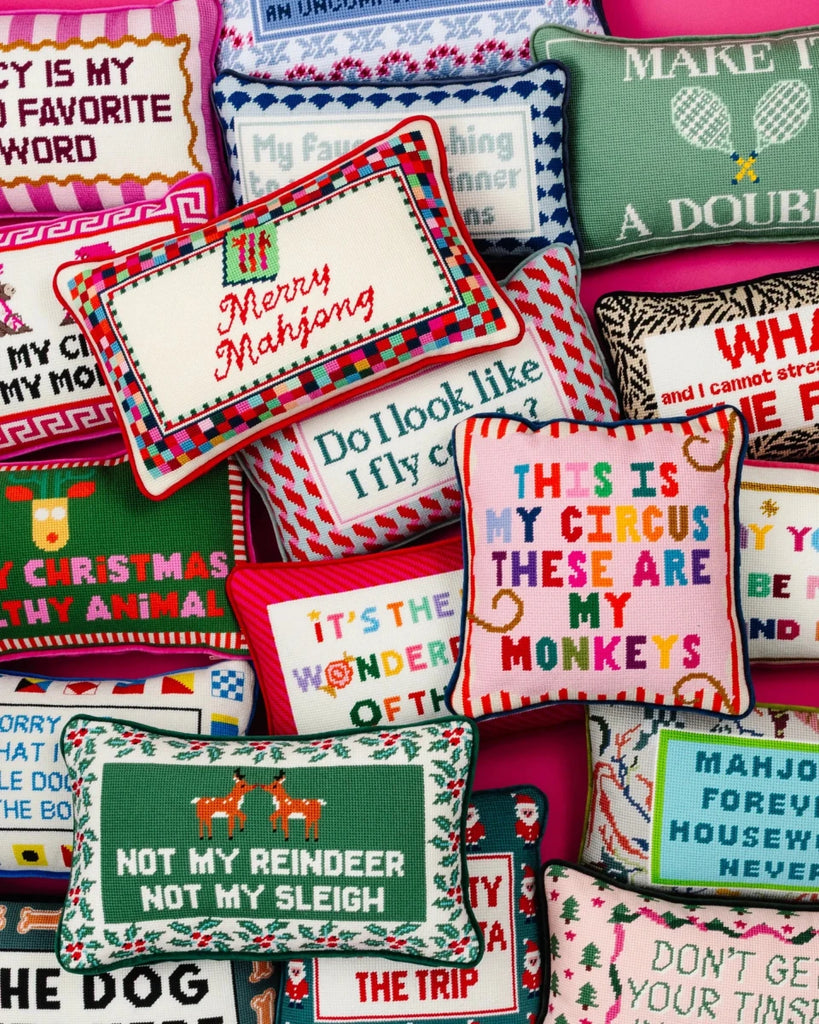 Merry Mahjong Needlepoint Pillow - Liza Pruitt