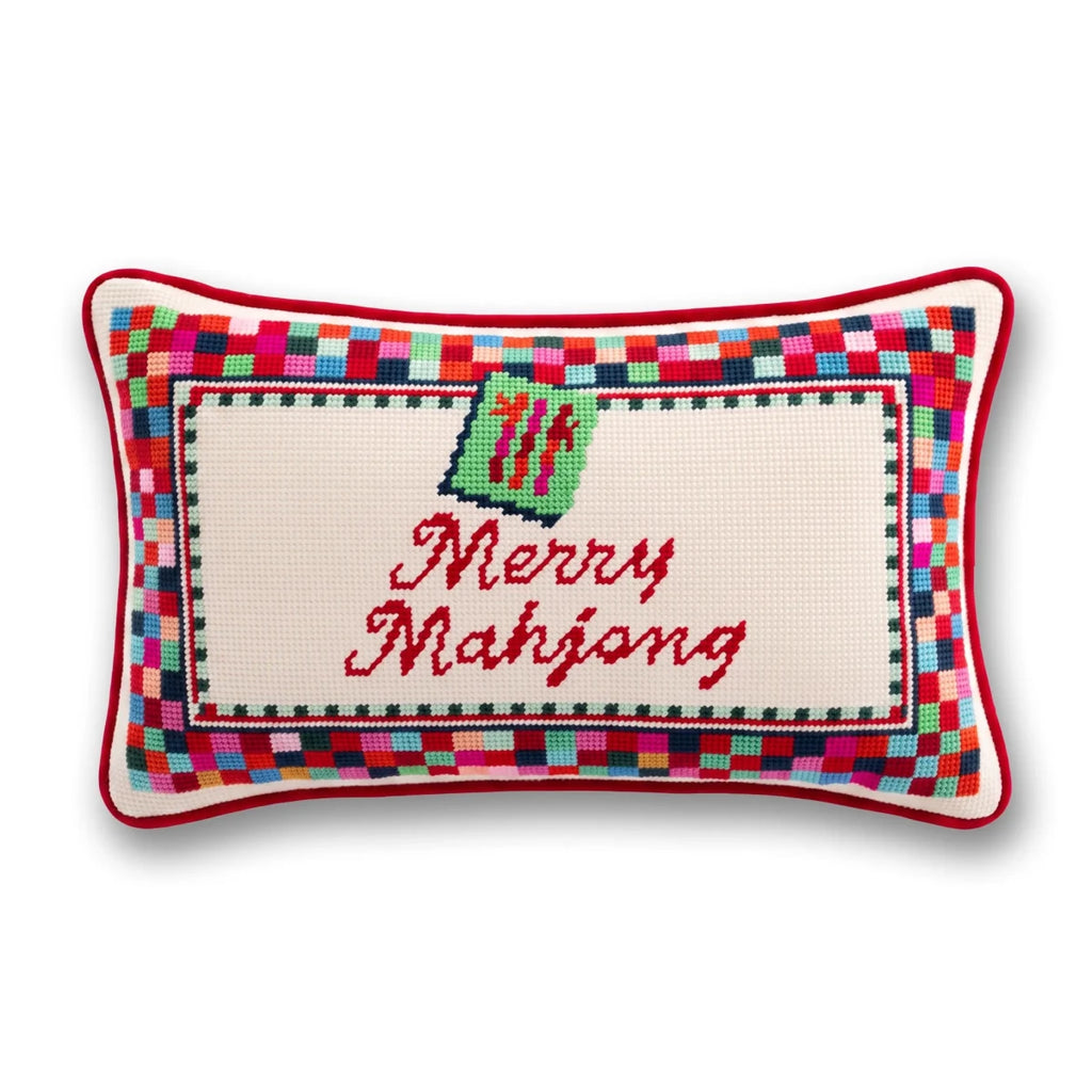 Merry Mahjong Needlepoint Pillow - Liza Pruitt