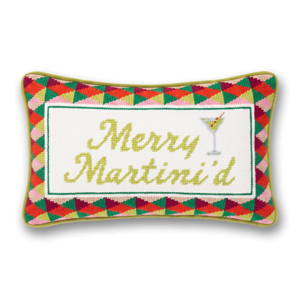 Merry Tini'd Needlepoint Pillow - Liza Pruitt