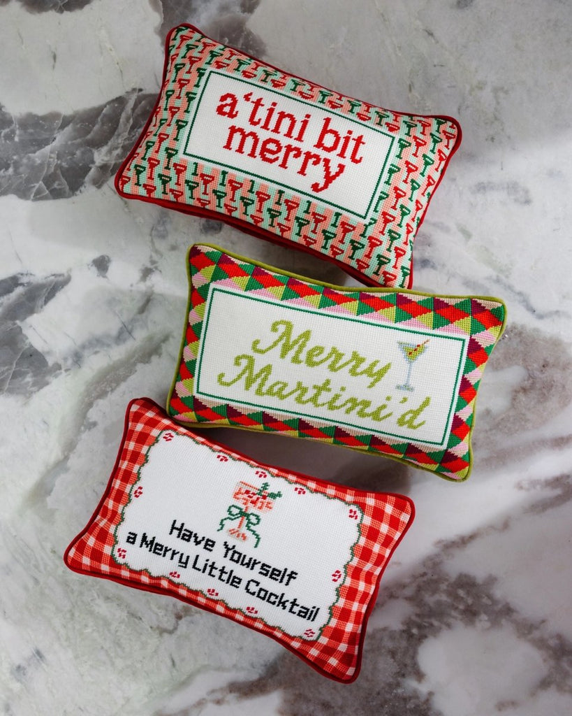 Merry Tini'd Needlepoint Pillow - Liza Pruitt