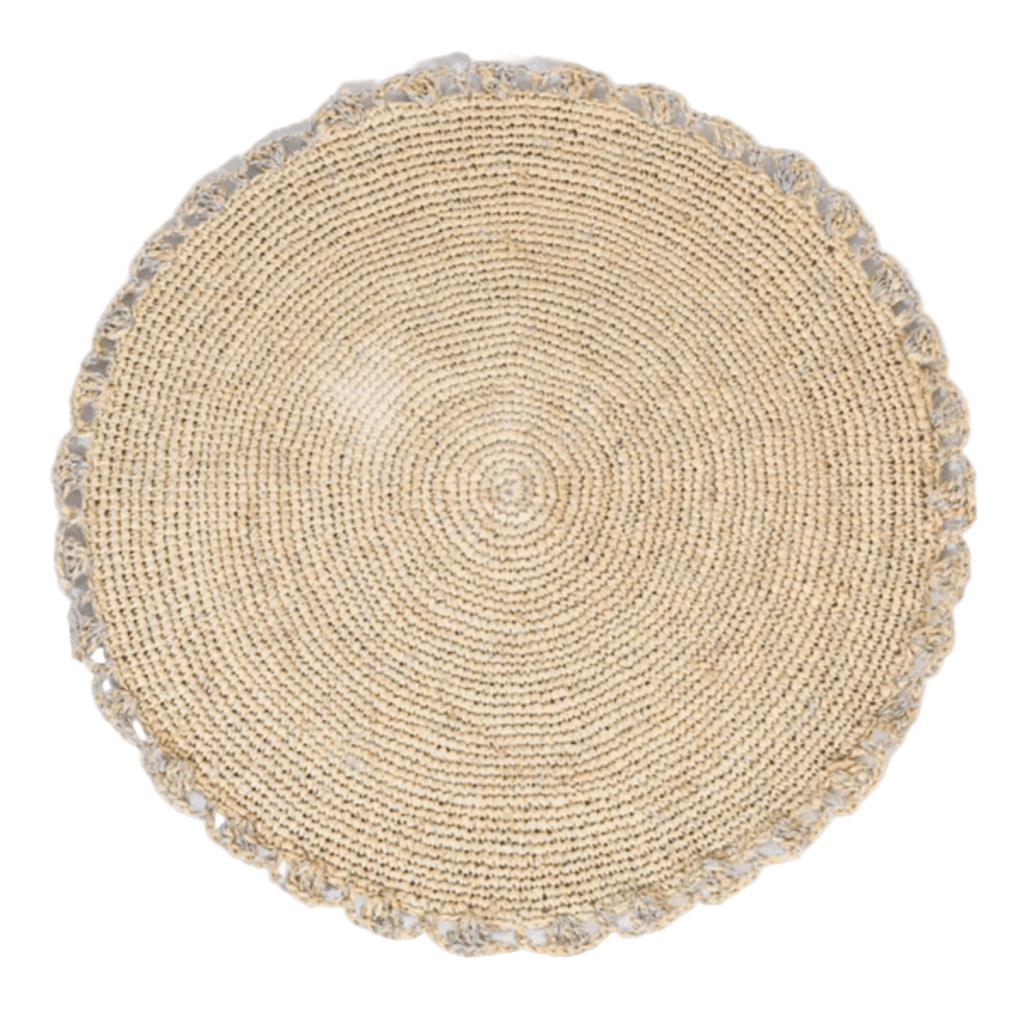 Metallic Aura placemat, Woven raffia tabletop - Liza Pruitt