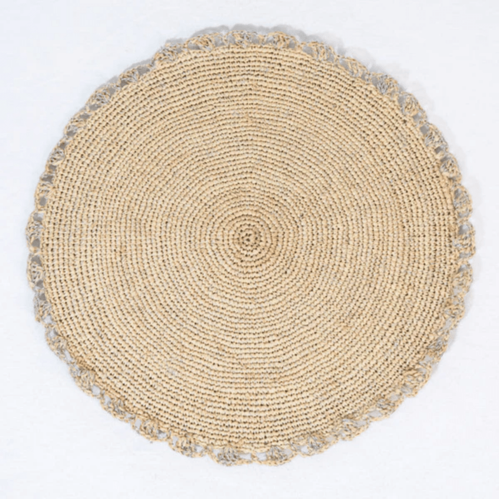 Metallic Aura placemat, Woven raffia tabletop - Liza Pruitt