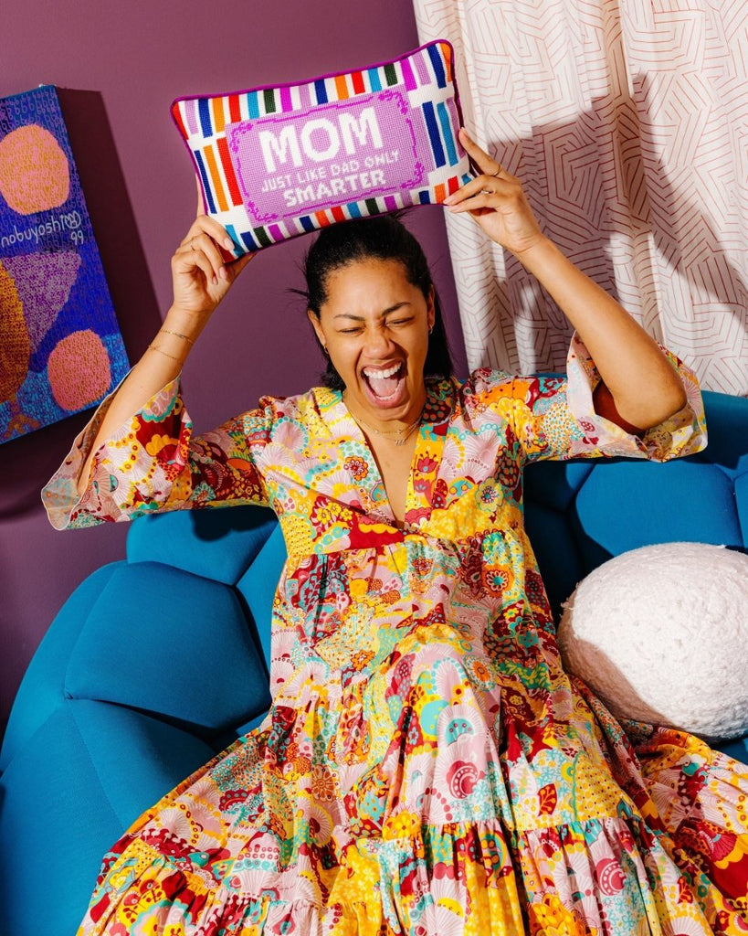 Mom Rules Needlepoint Pillow - Liza Pruitt
