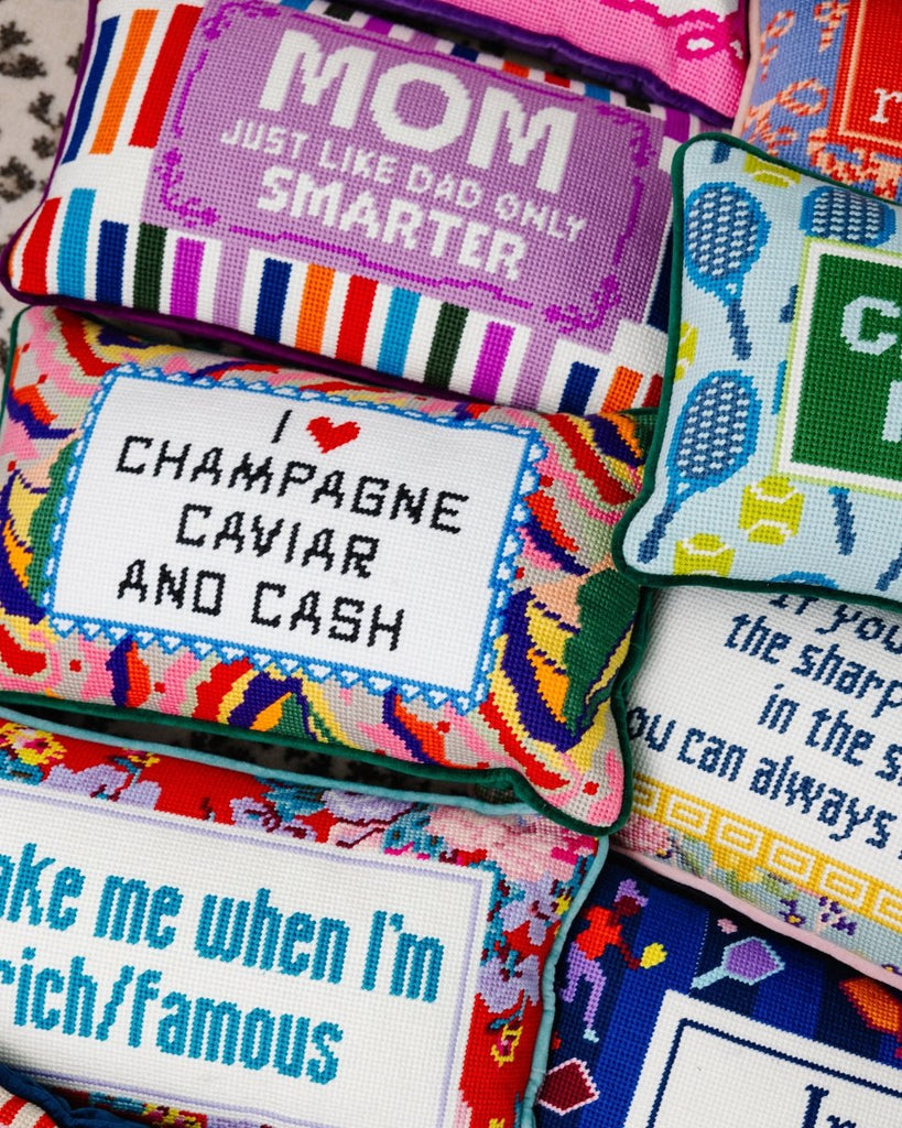 Mom Rules Needlepoint Pillow - Liza Pruitt