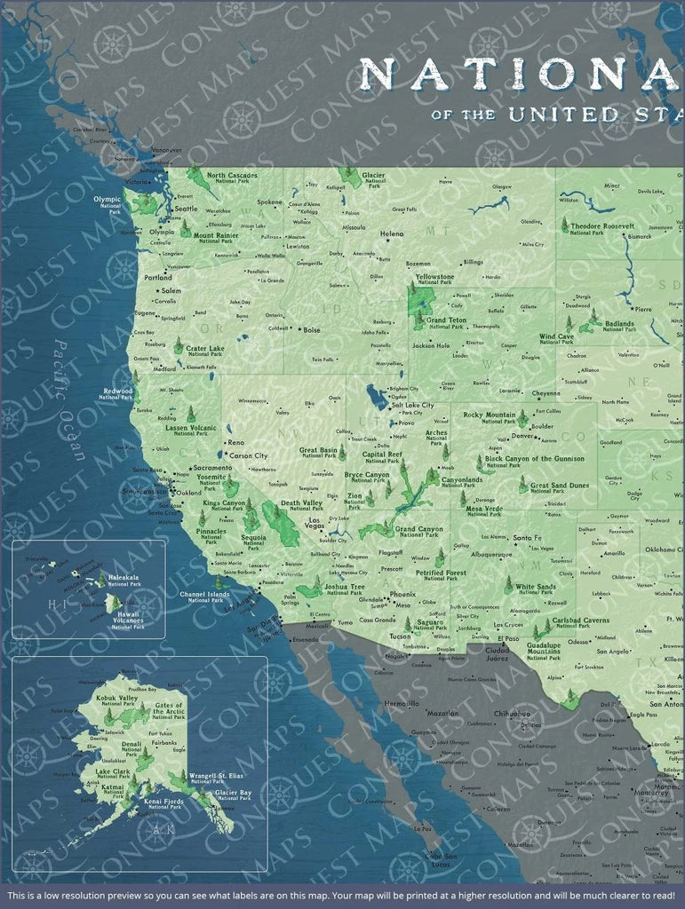 National Parks Push Pin Map Pin Board - Pins Included! - Liza Pruitt