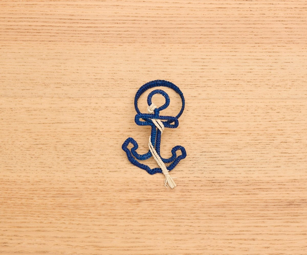 Nautical Anchor Napkin Rings – Coastal Table Decor, Handmade Raffia Napkin Holders, Set of 4 Blue and White Anchor Rings, Ocean Party Decor - Liza Pruitt