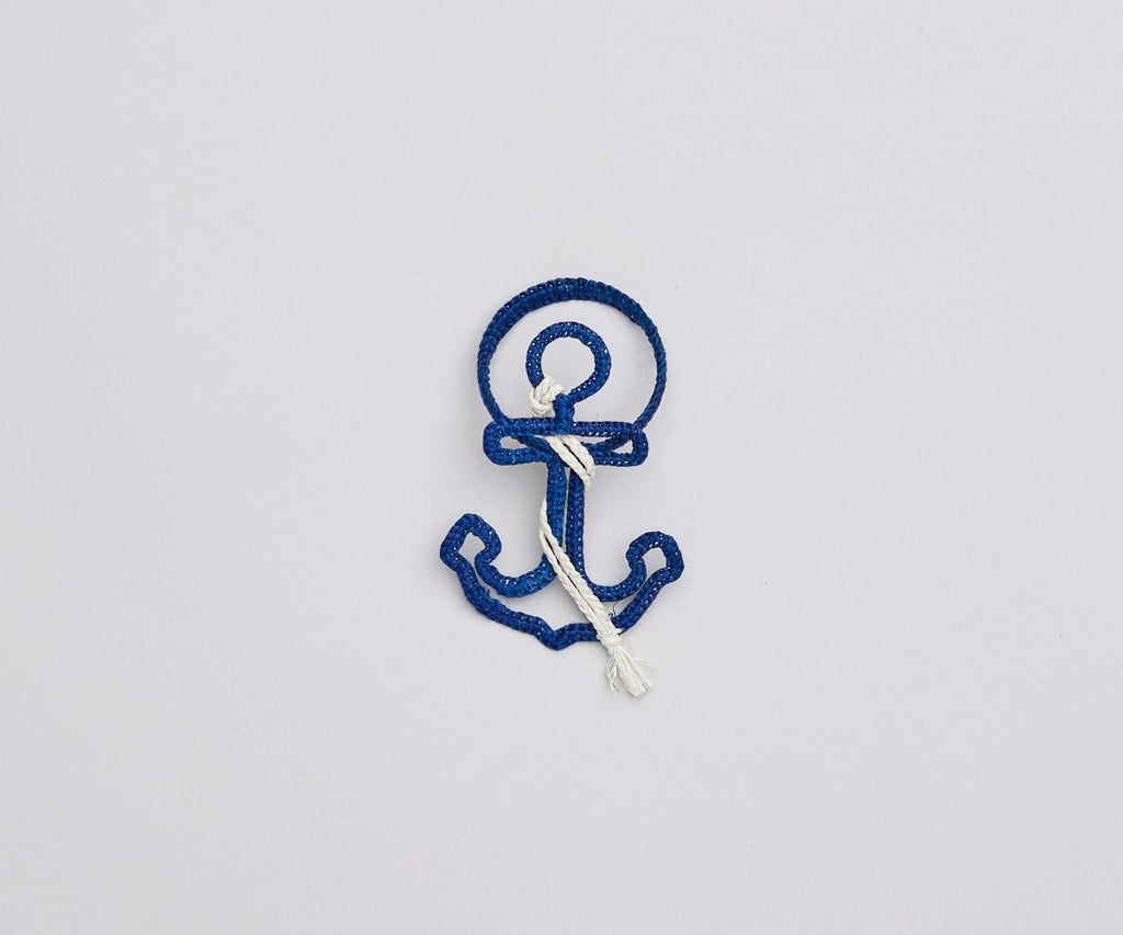 Nautical Anchor Napkin Rings – Coastal Table Decor, Handmade Raffia Napkin Holders, Set of 4 Blue and White Anchor Rings, Ocean Party Decor - Liza Pruitt