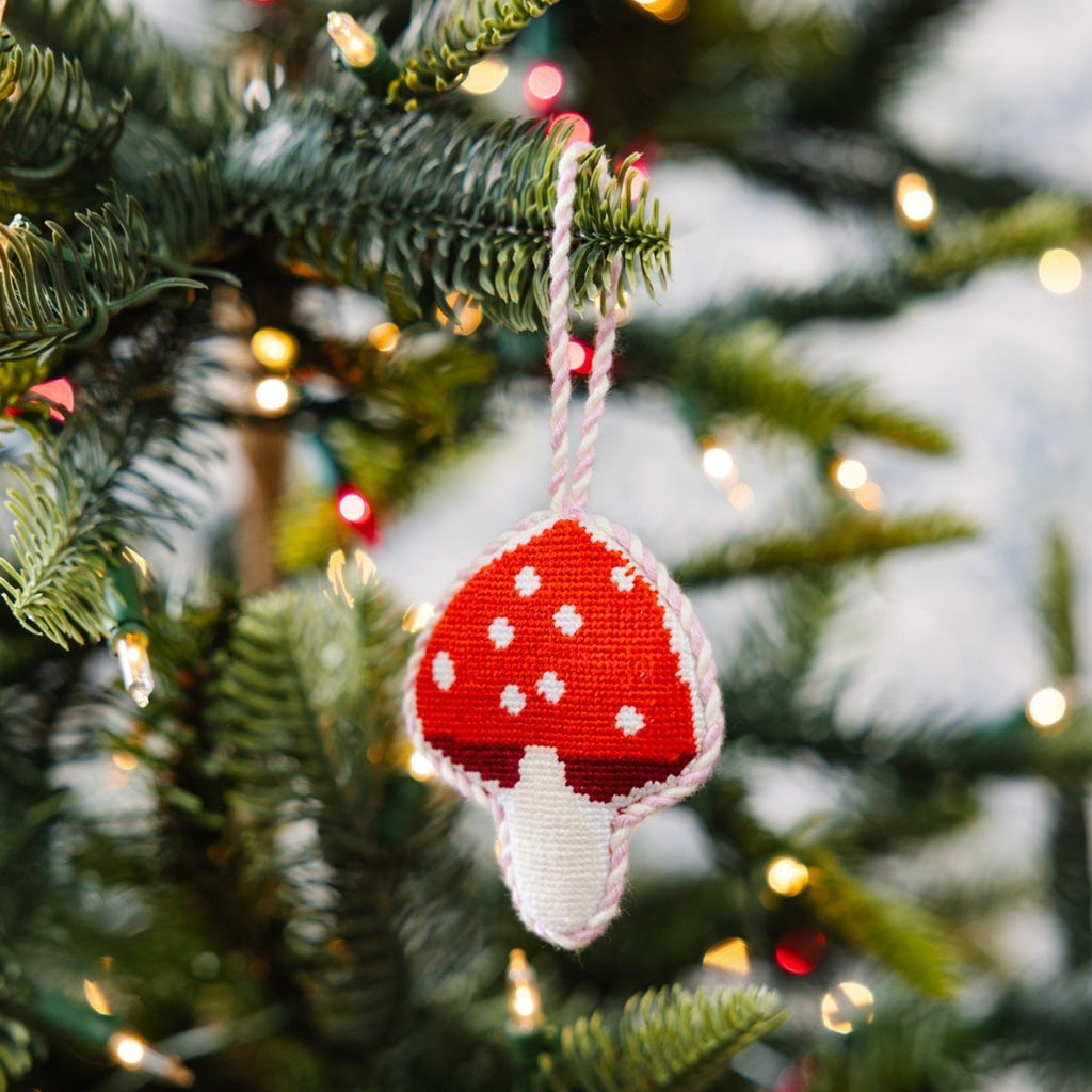 Needlepoint Icon Ornament - Mushroom - Liza Pruitt