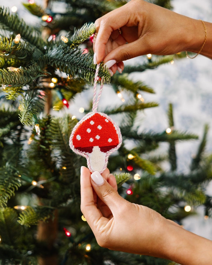 Needlepoint Icon Ornament - Mushroom - Liza Pruitt