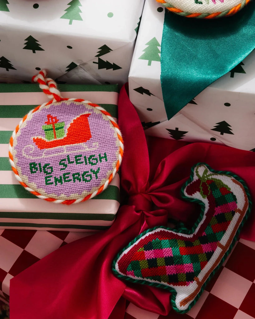 Needlepoint Icon Ornament - Sleigh - Liza Pruitt