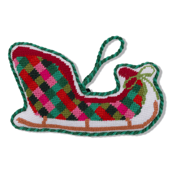 Needlepoint Icon Ornament - Sleigh - Liza Pruitt