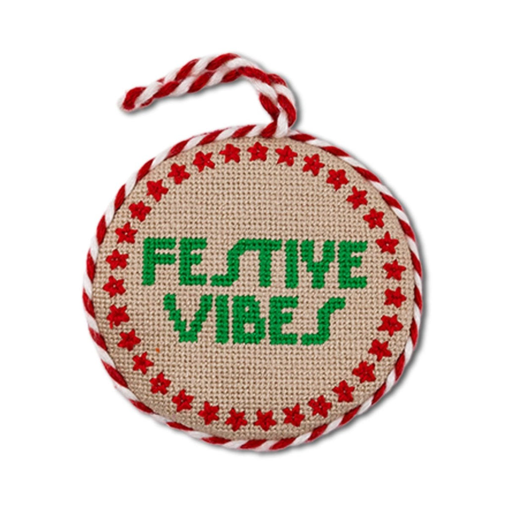 Needlepoint Ornament - Festive Vibes - Liza Pruitt