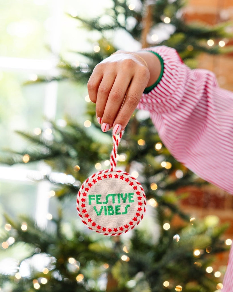 Needlepoint Ornament - Festive Vibes - Liza Pruitt