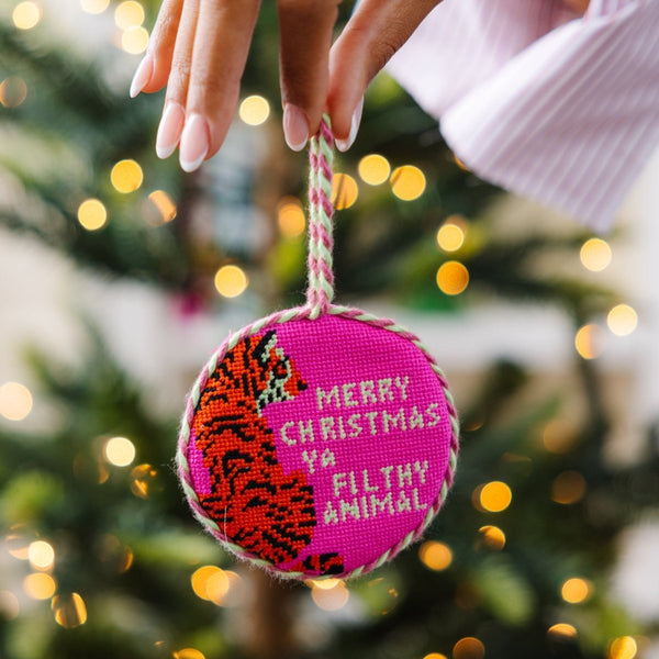 Needlepoint Ornament - Filthy Animal - Liza Pruitt
