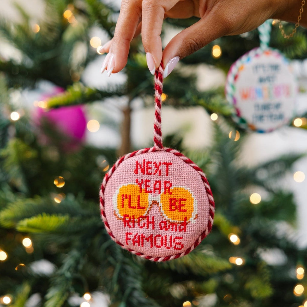 Needlepoint Ornament - Rich And Famous - Liza Pruitt