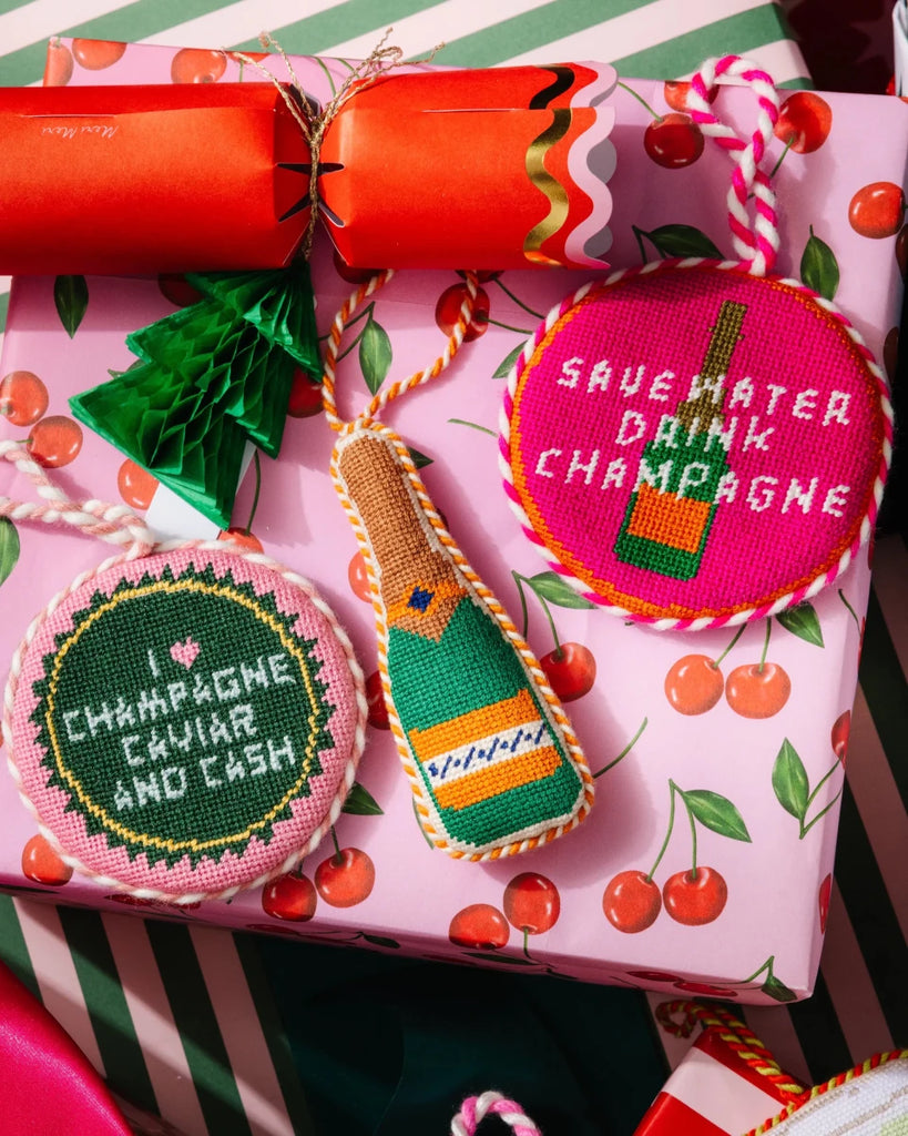 Needlepoint Ornament - Save Water - Liza Pruitt