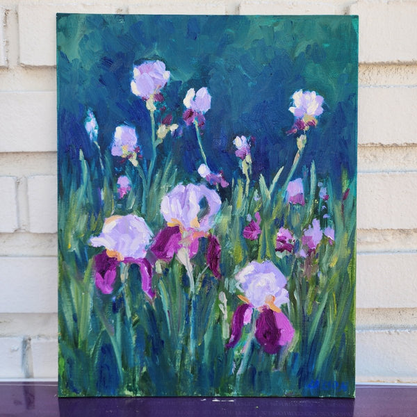 Neighborhood Irises, en plein air | 14" h x 11" w - Liza Pruitt