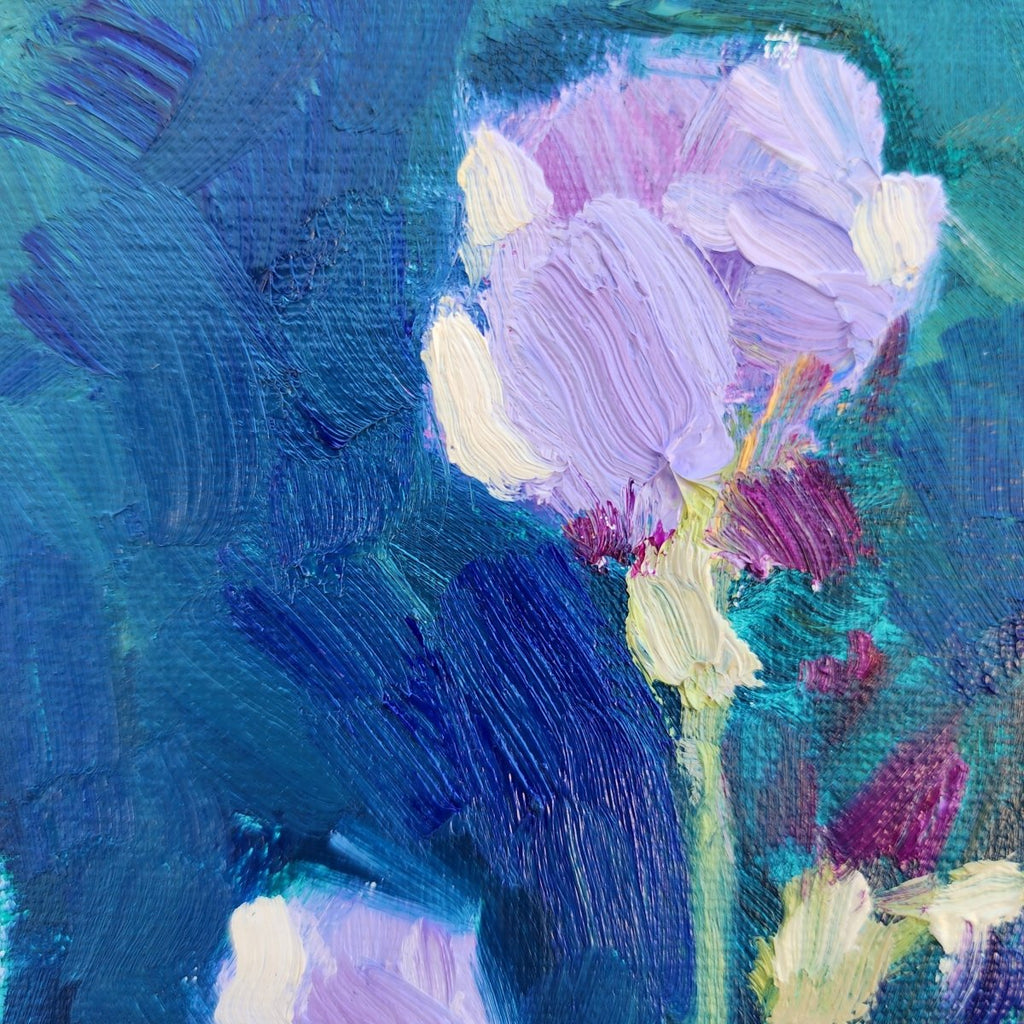 Neighborhood Irises, en plein air | 14" h x 11" w - Liza Pruitt
