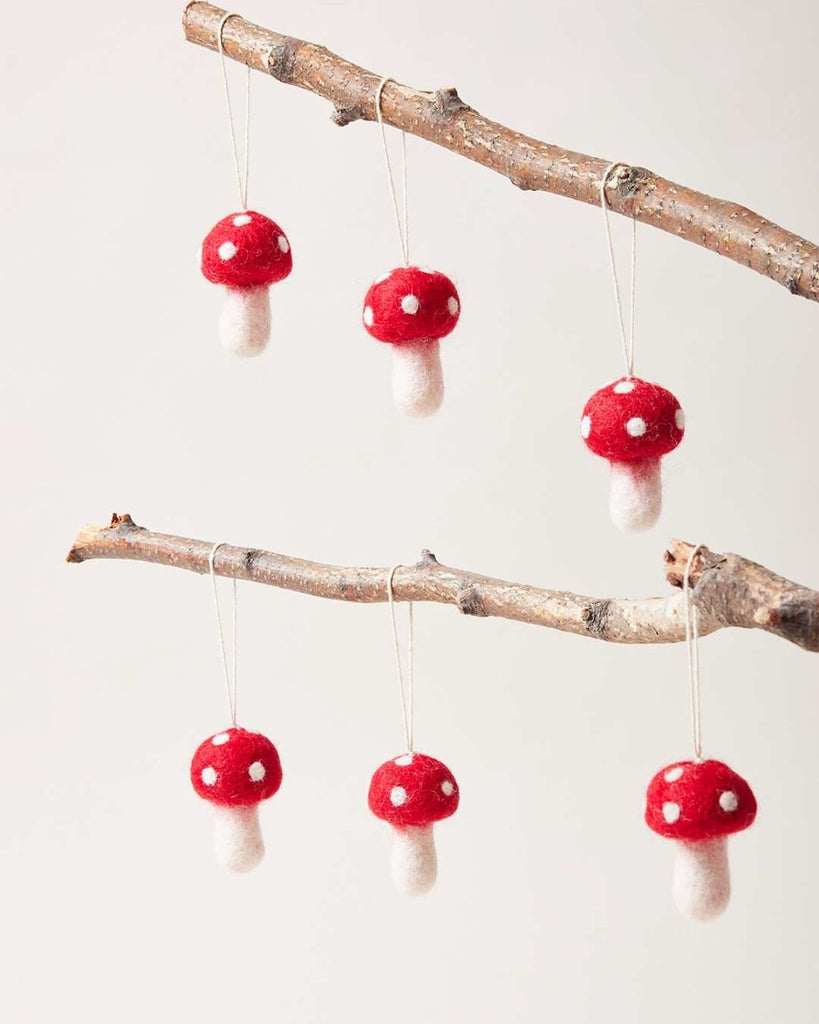 Nordic Felted Mushroom Ornaments - Liza Pruitt