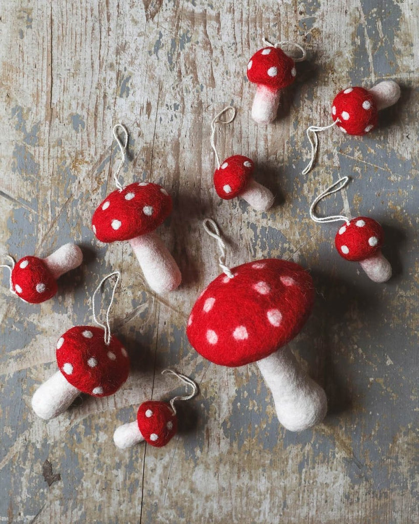 Nordic Felted Mushroom Ornaments - Liza Pruitt