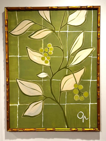 Olive on Grid | 40" h x 30" w - Liza Pruitt