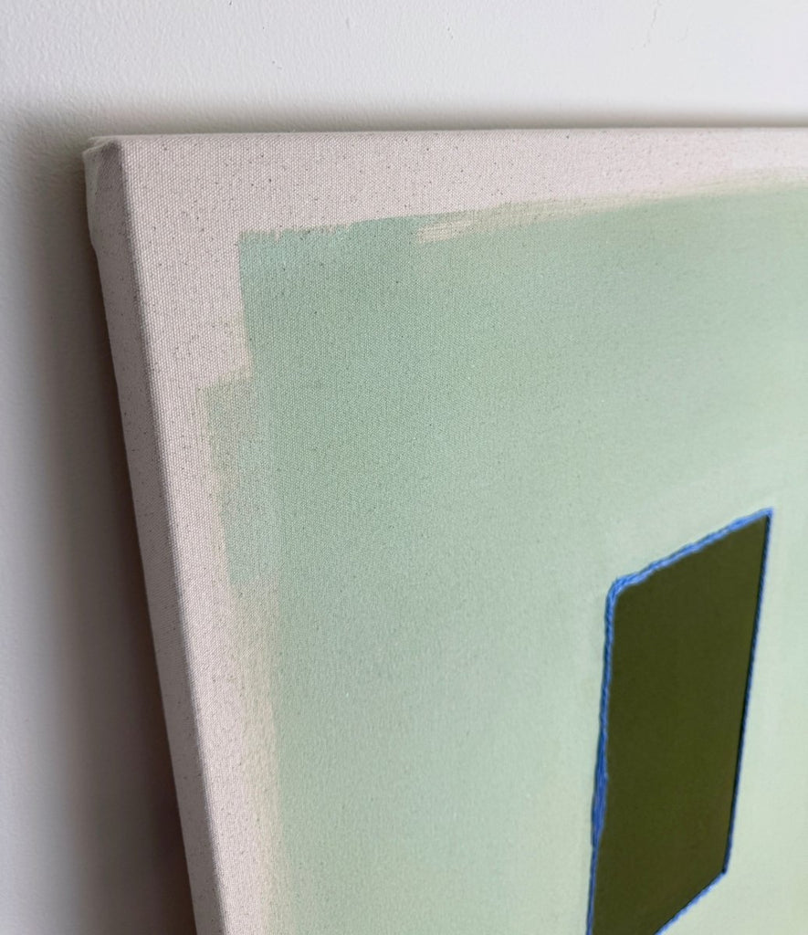 Olive/Mint Sage With Silver-Blue | 30" h x 24" w - Liza Pruitt